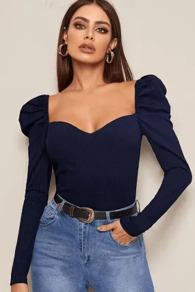 Bustier Fit Long Puff Sleeve Top