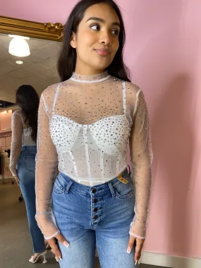 Channel rhinestone top