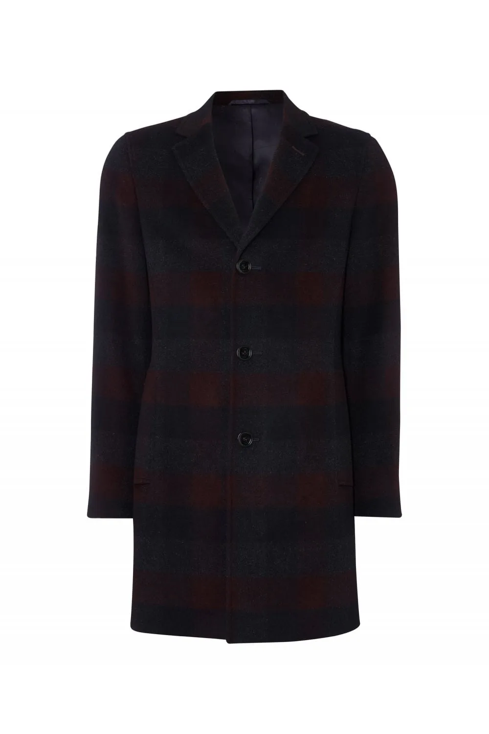 Checked Overcoat Burgundy