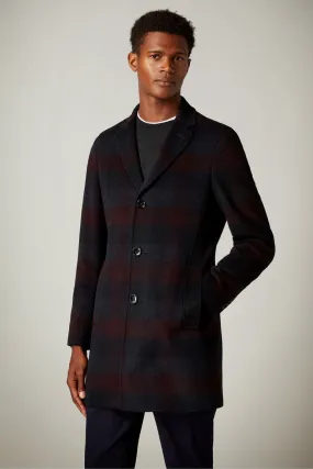 Checked Overcoat Burgundy