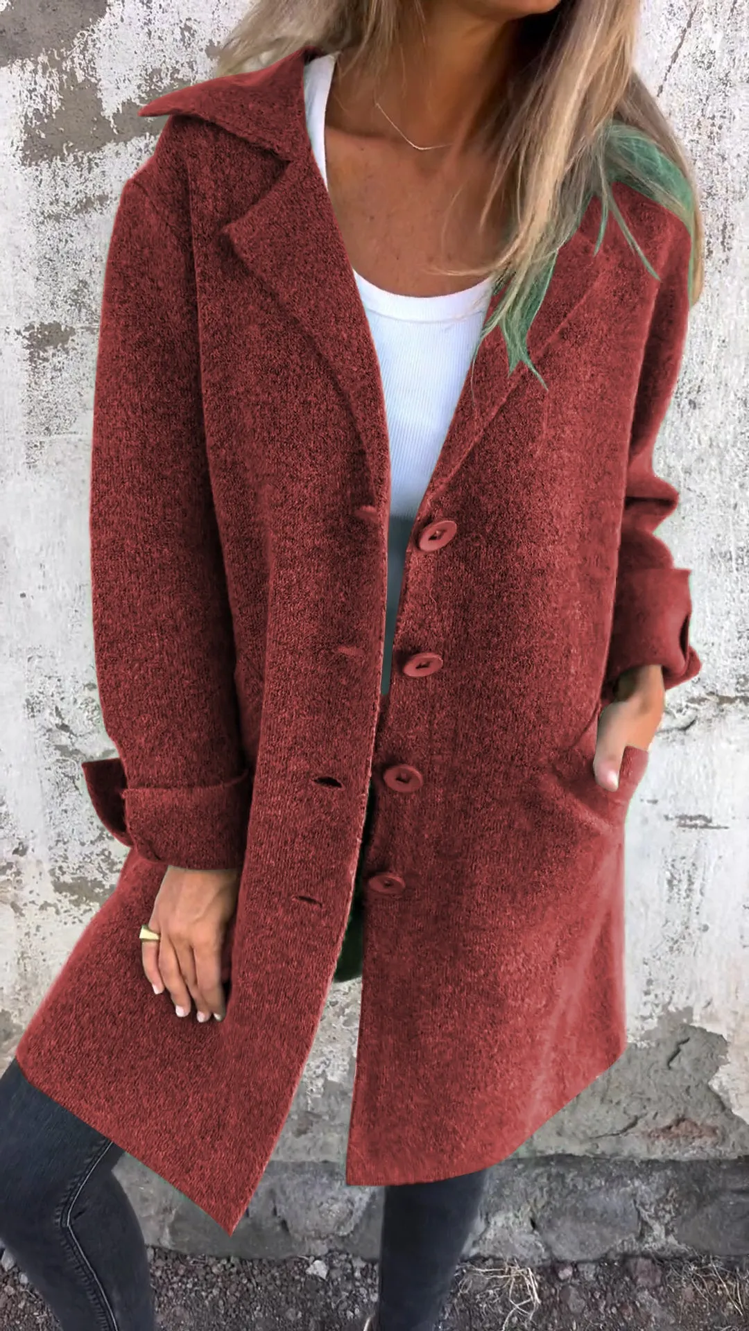 CLEARANCE SALE🔥 Casual Lapel Wool Single Breasted Long Coat