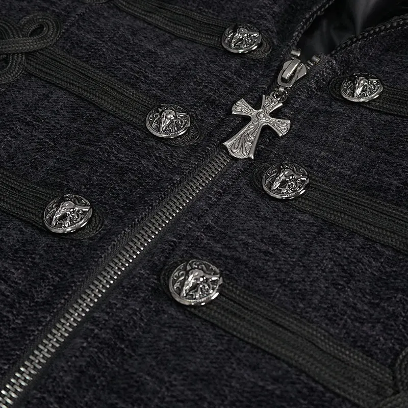 CT19001 black Gothic fur collar coat