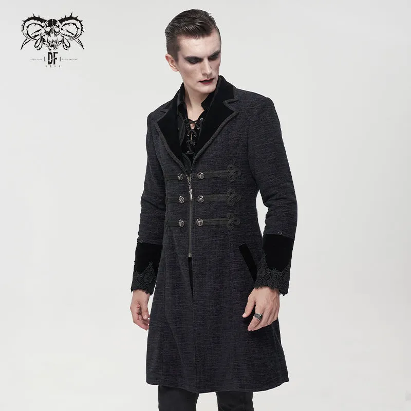 CT19001 black Gothic fur collar coat