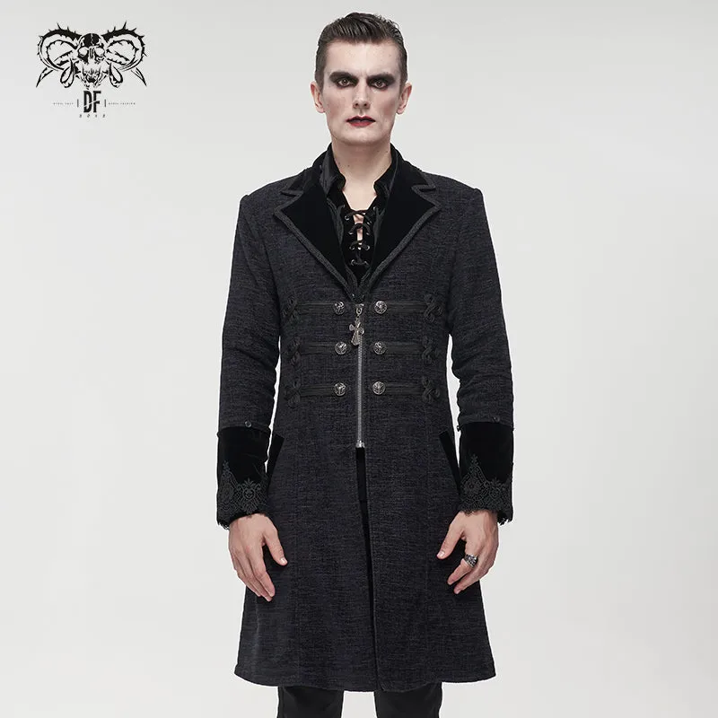 CT19001 black Gothic fur collar coat