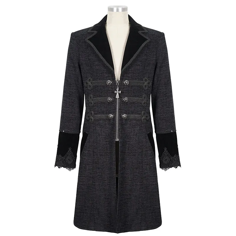 CT19001 black Gothic fur collar coat