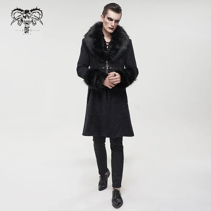CT19001 black Gothic fur collar coat