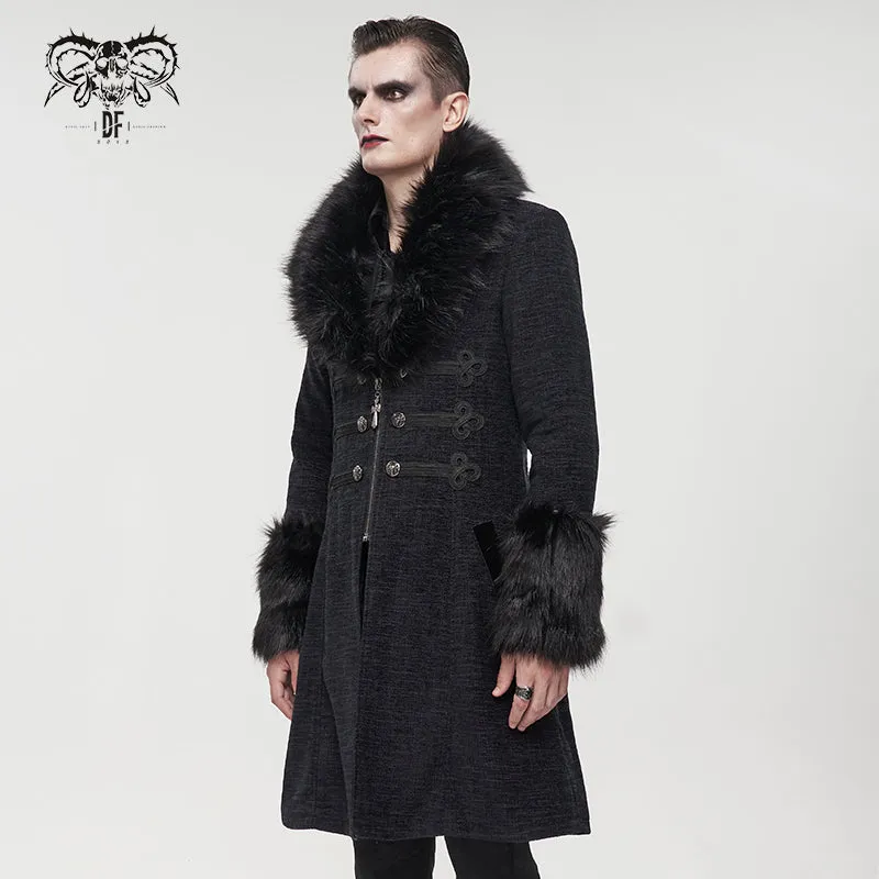 CT19001 black Gothic fur collar coat