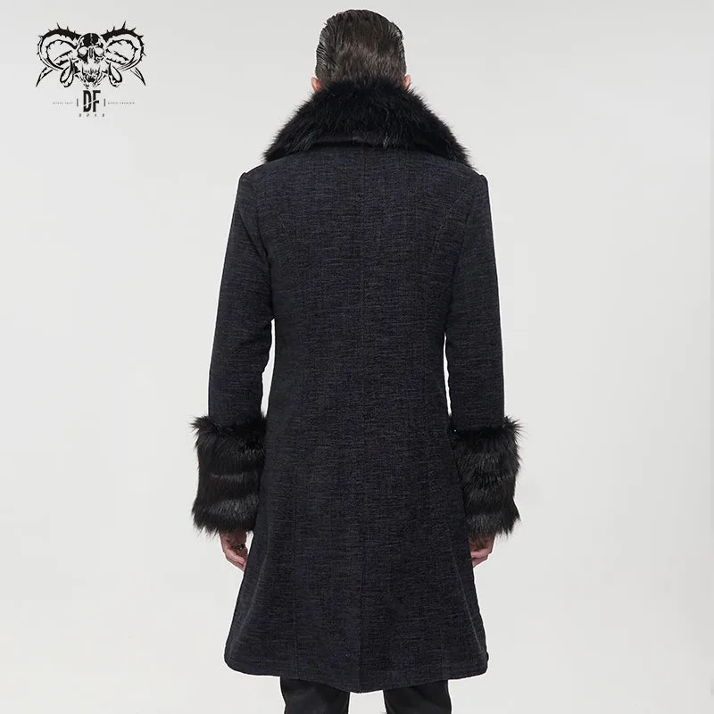 CT19001 black Gothic fur collar coat