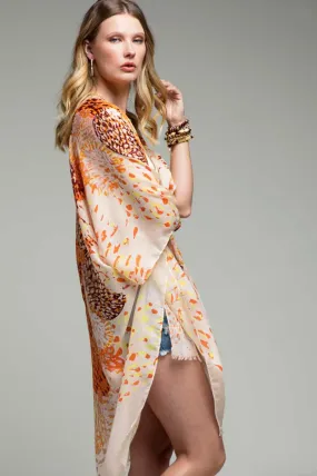 Dandelion Print Kimono