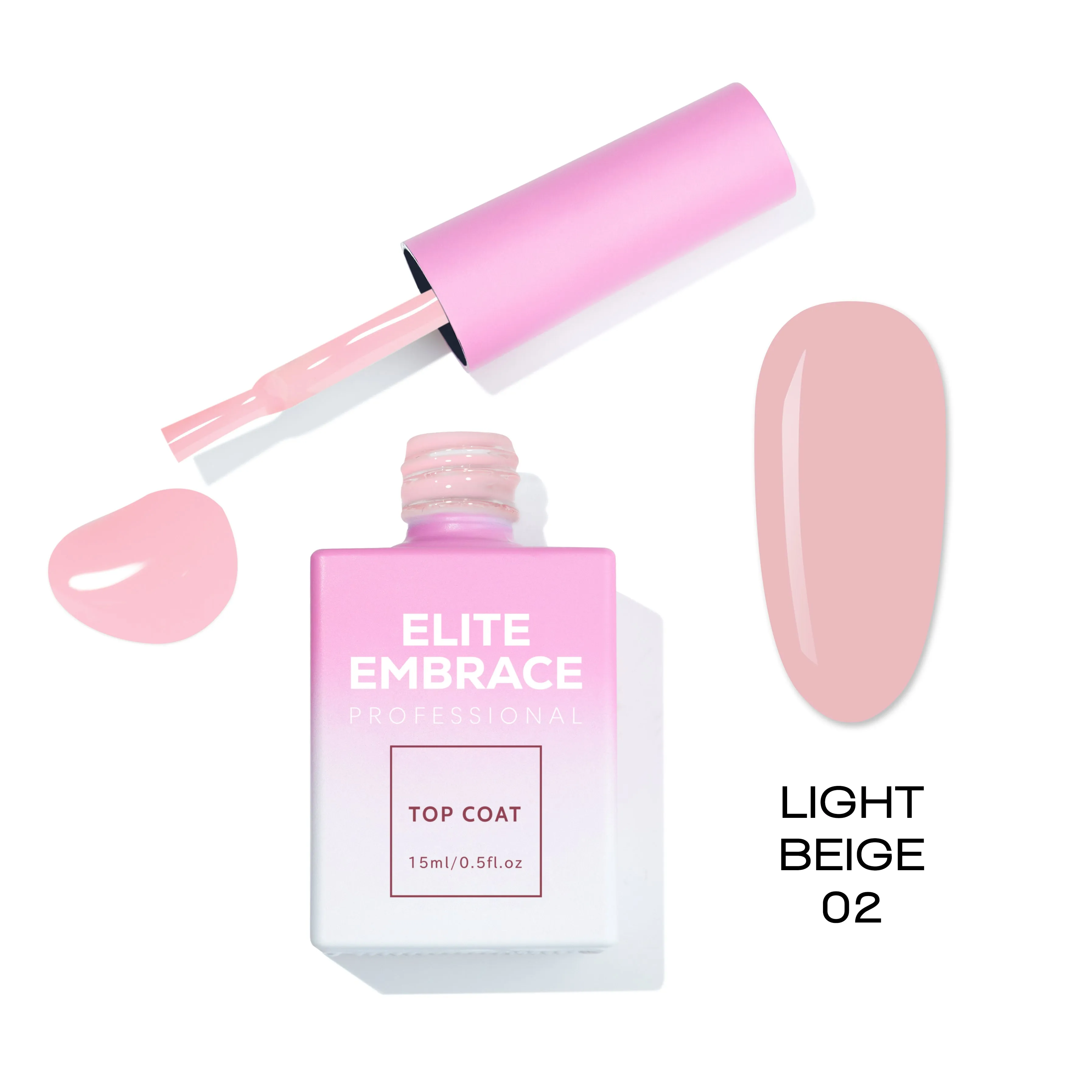 ELITE EMBRACE Professional Top Coat 02 Light Beige 15ml ETLB0215