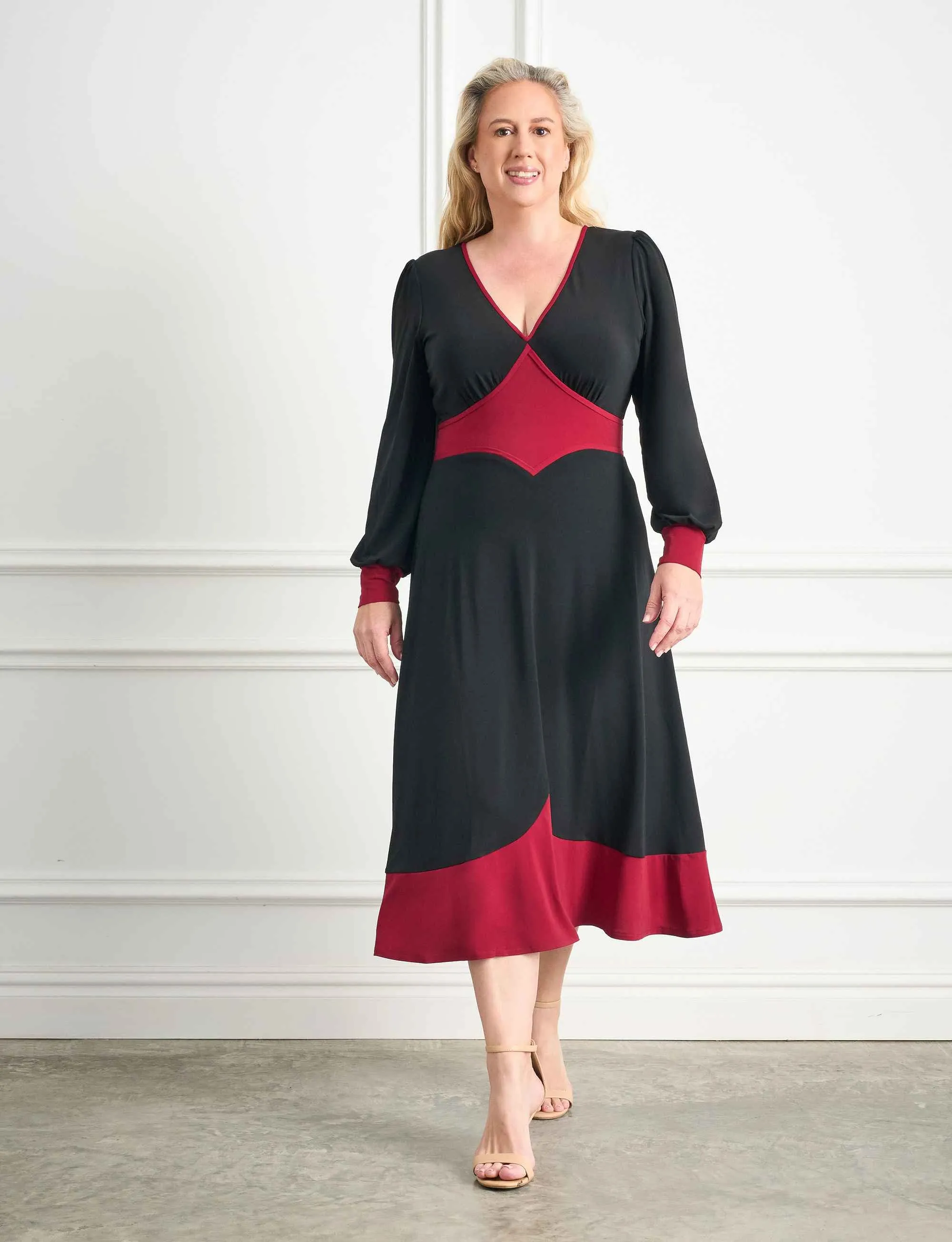 Elle Magenta 'Little Black Dress' Fit and Flare Midi FINAL SALE