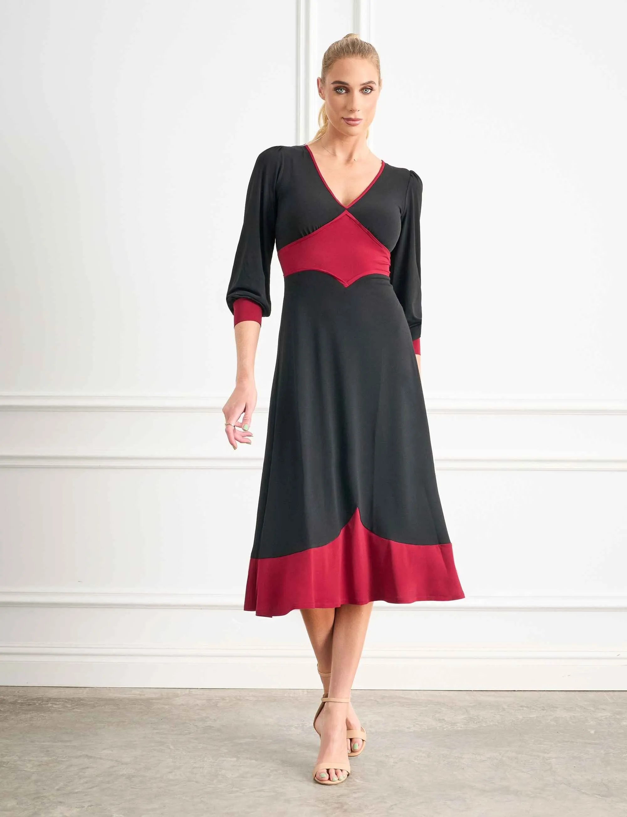 Elle Magenta 'Little Black Dress' Fit and Flare Midi FINAL SALE