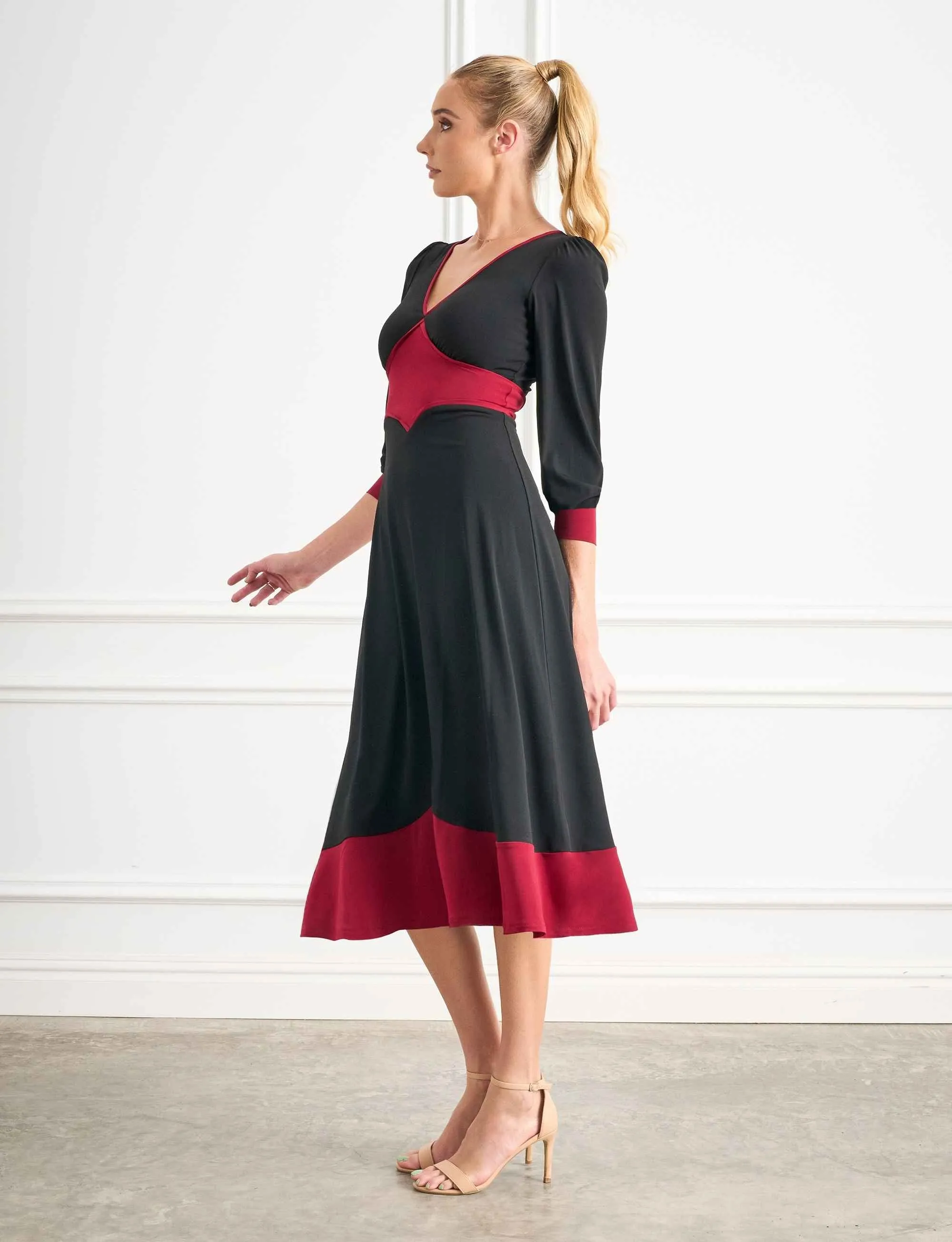 Elle Magenta 'Little Black Dress' Fit and Flare Midi FINAL SALE