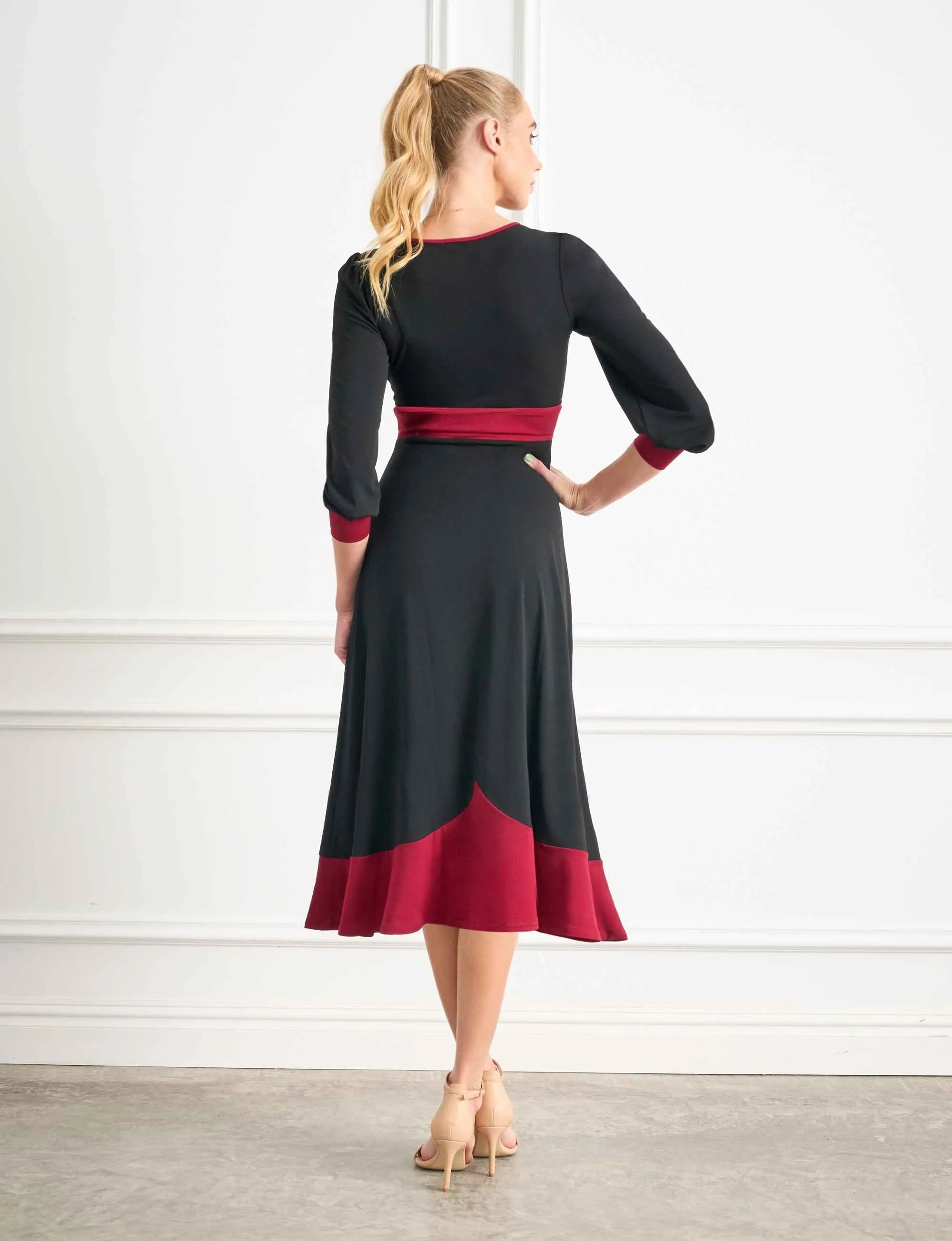Elle Magenta 'Little Black Dress' Fit and Flare Midi FINAL SALE