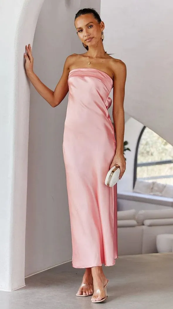 Eva || Satin Tube Top Dress