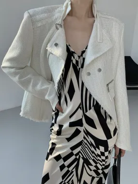 Exclusive Tweed Biker Jacket - Black & White
