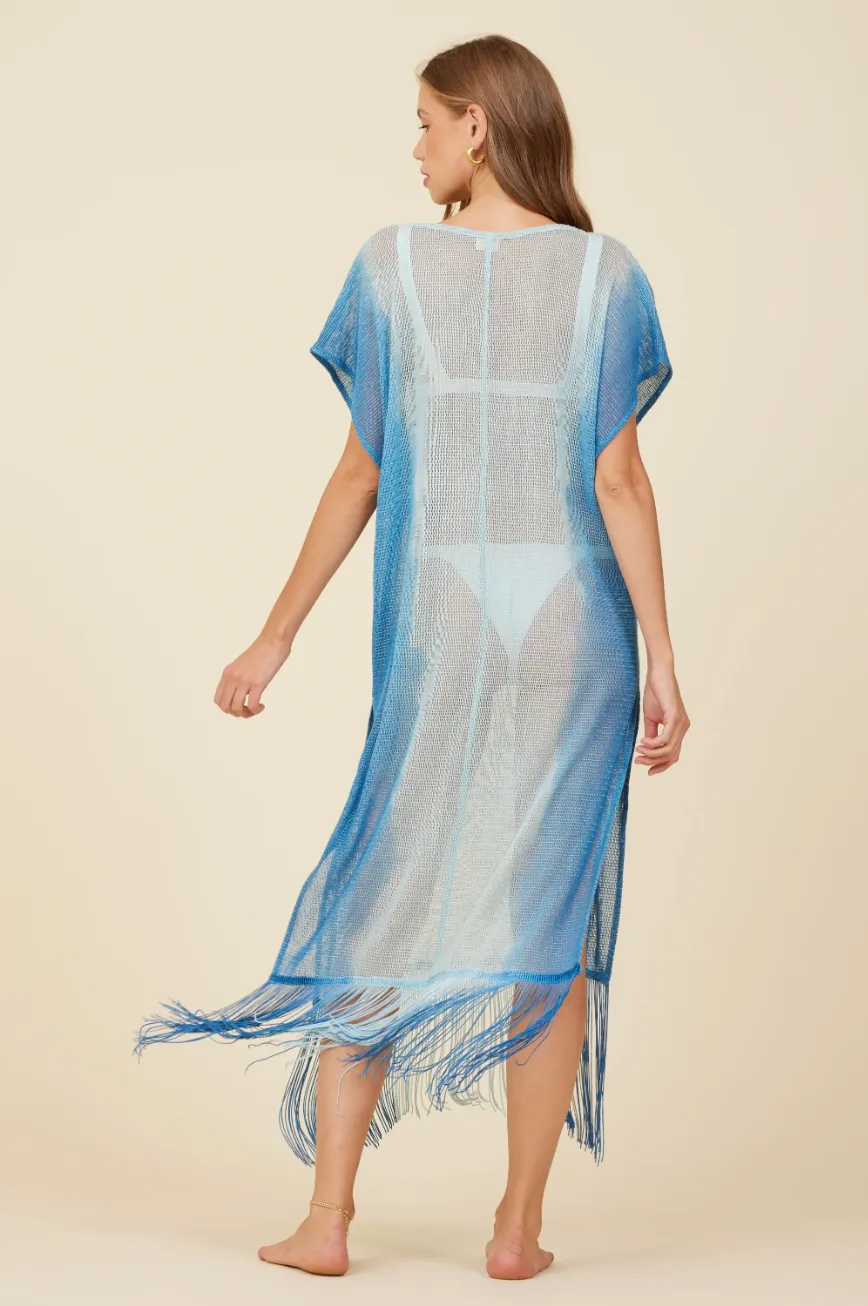 FINAL SALE!! Metallic Mesh Knit Cover Up in Blue