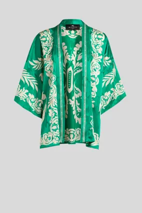Flowing Kimono Jacket with Bold Print