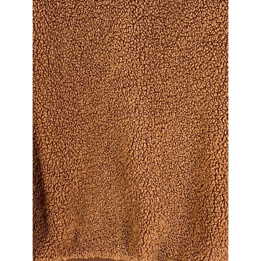 FOREVER 21 Women's Brown Faux-Fur Teddy Full-Zio Bomber Jacket SZ M