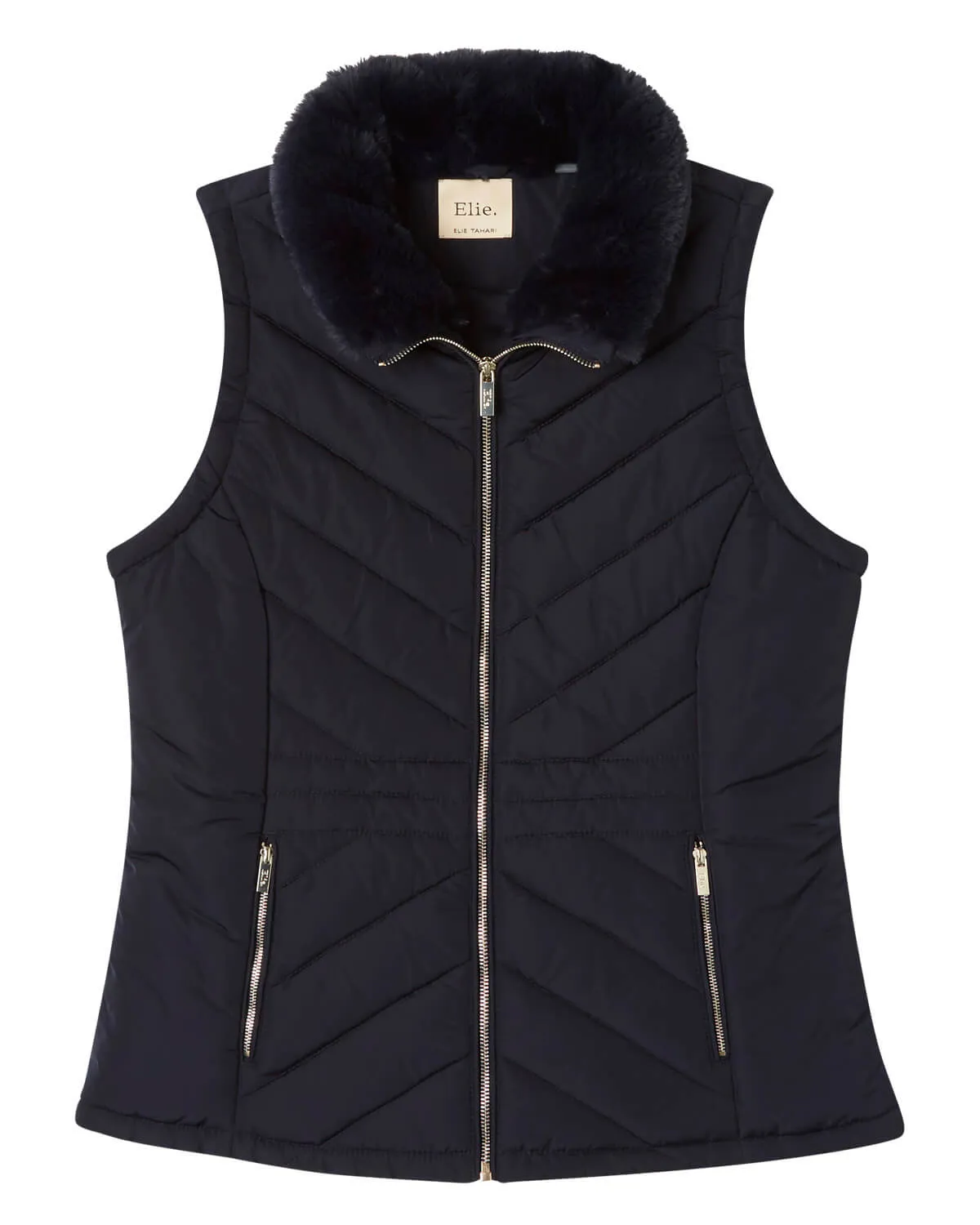 Fur Collar Quilted Vest