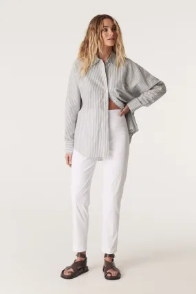 Girlfriend Stripe Shirt - Sage Stripe