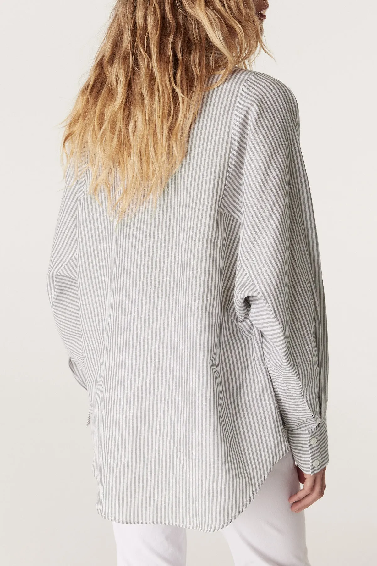 Girlfriend Stripe Shirt - Sage Stripe