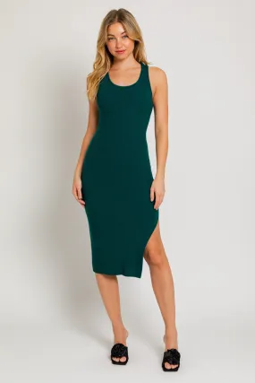 Green Ribbed Midi Dress