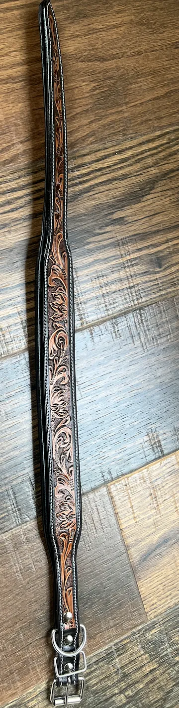 Handcrafted Padded Leather Tooled Dog Collar