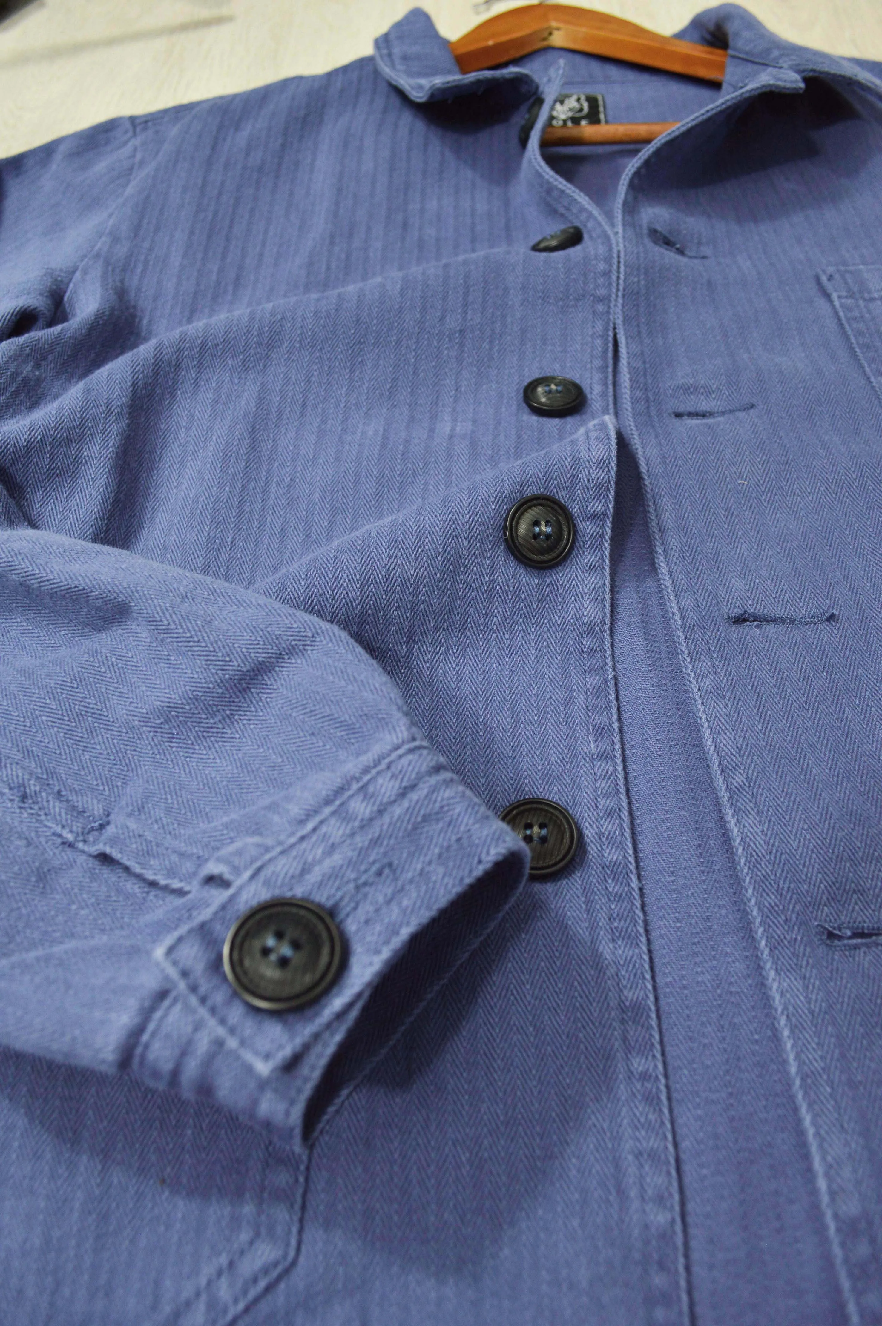 Herringbone Cotton Twill Chore Jacket Indigo Blue