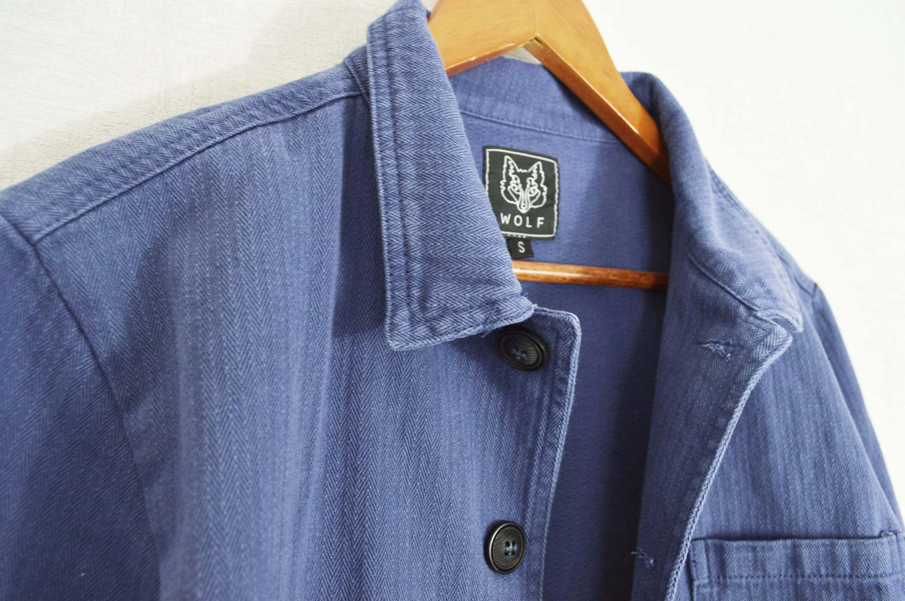 Herringbone Cotton Twill Chore Jacket Indigo Blue
