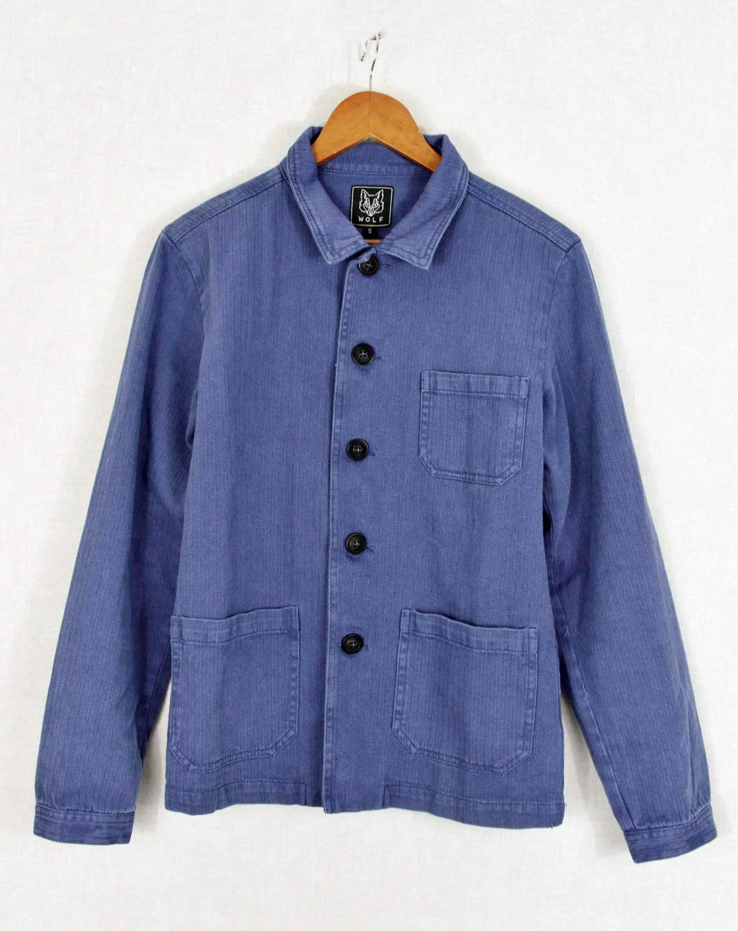 Herringbone Cotton Twill Chore Jacket Indigo Blue