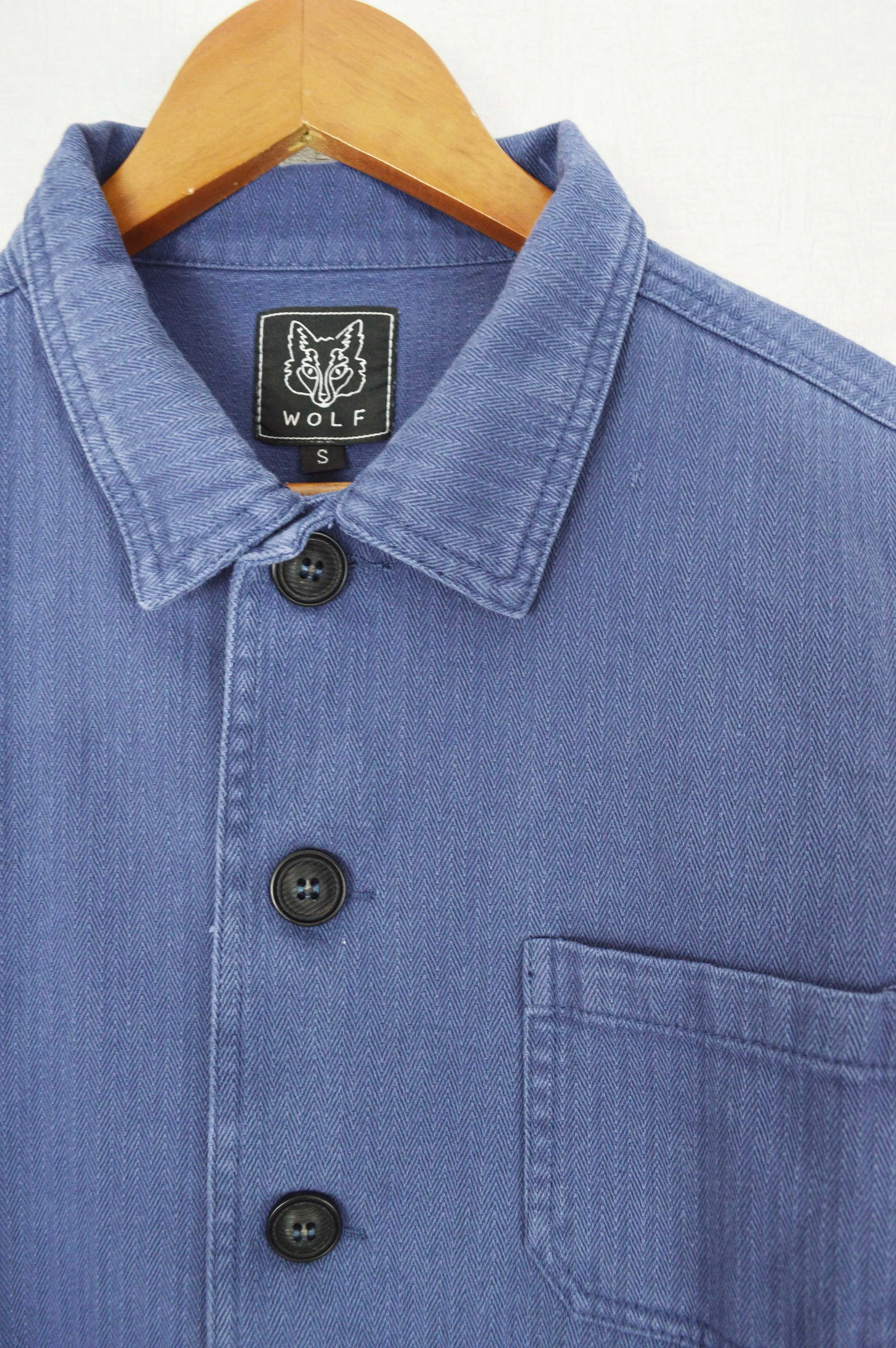 Herringbone Cotton Twill Chore Jacket Indigo Blue