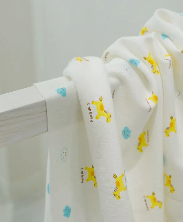 I Love Baby Yellow Pony on White Interlock Knit per Yard 29925
