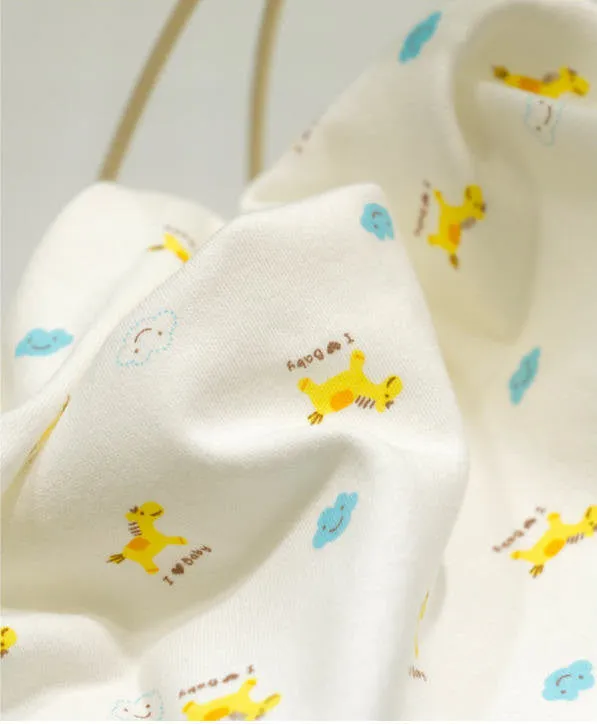 I Love Baby Yellow Pony on White Interlock Knit per Yard 29925