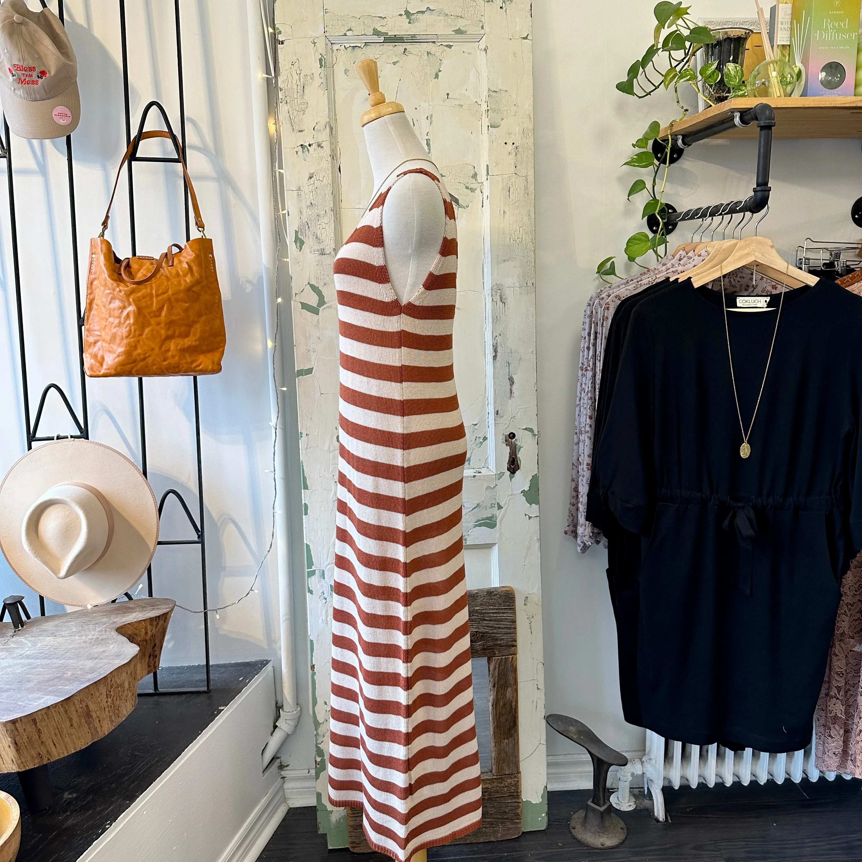 Indi & Cold // Terracotta Stripe Knit Dress