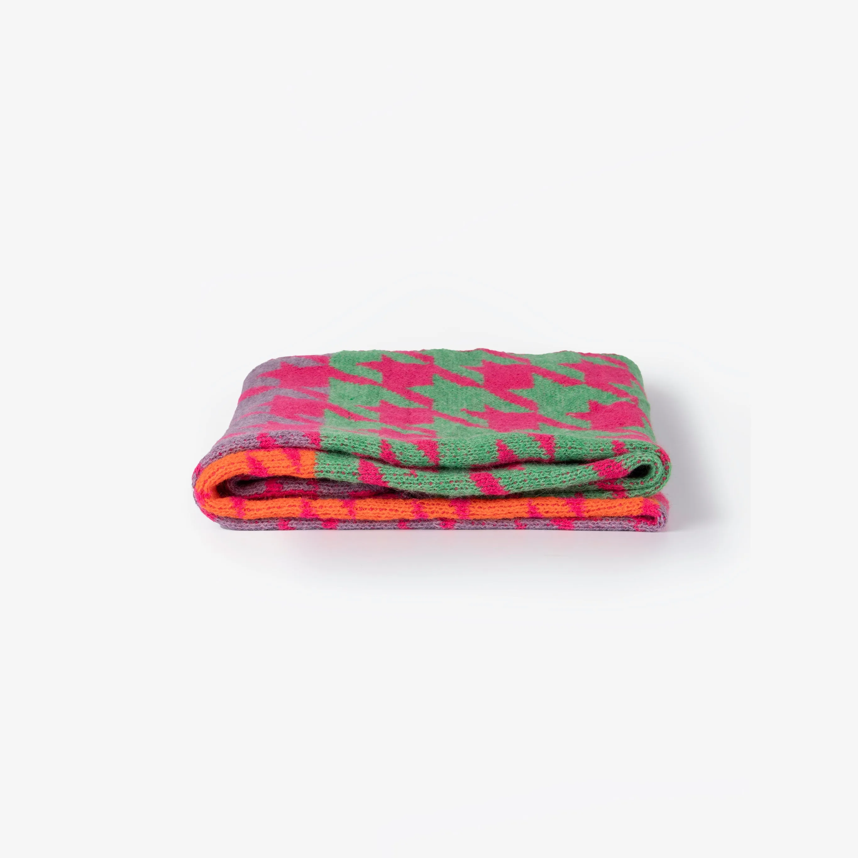 Jana Heavyweight Scarf - Blue/Fuchsia, Houndstooth