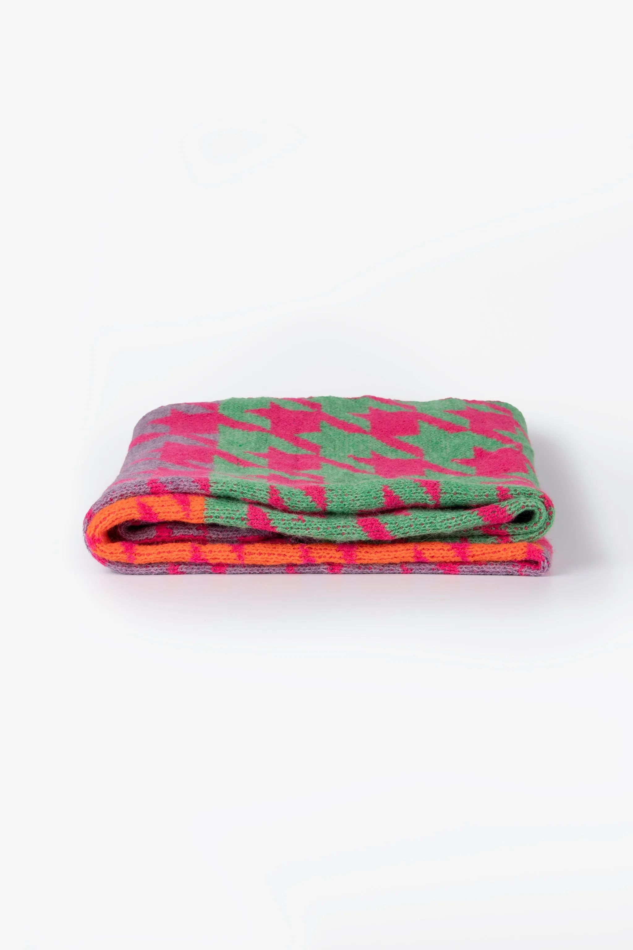 Jana Heavyweight Scarf - Blue/Fuchsia, Houndstooth