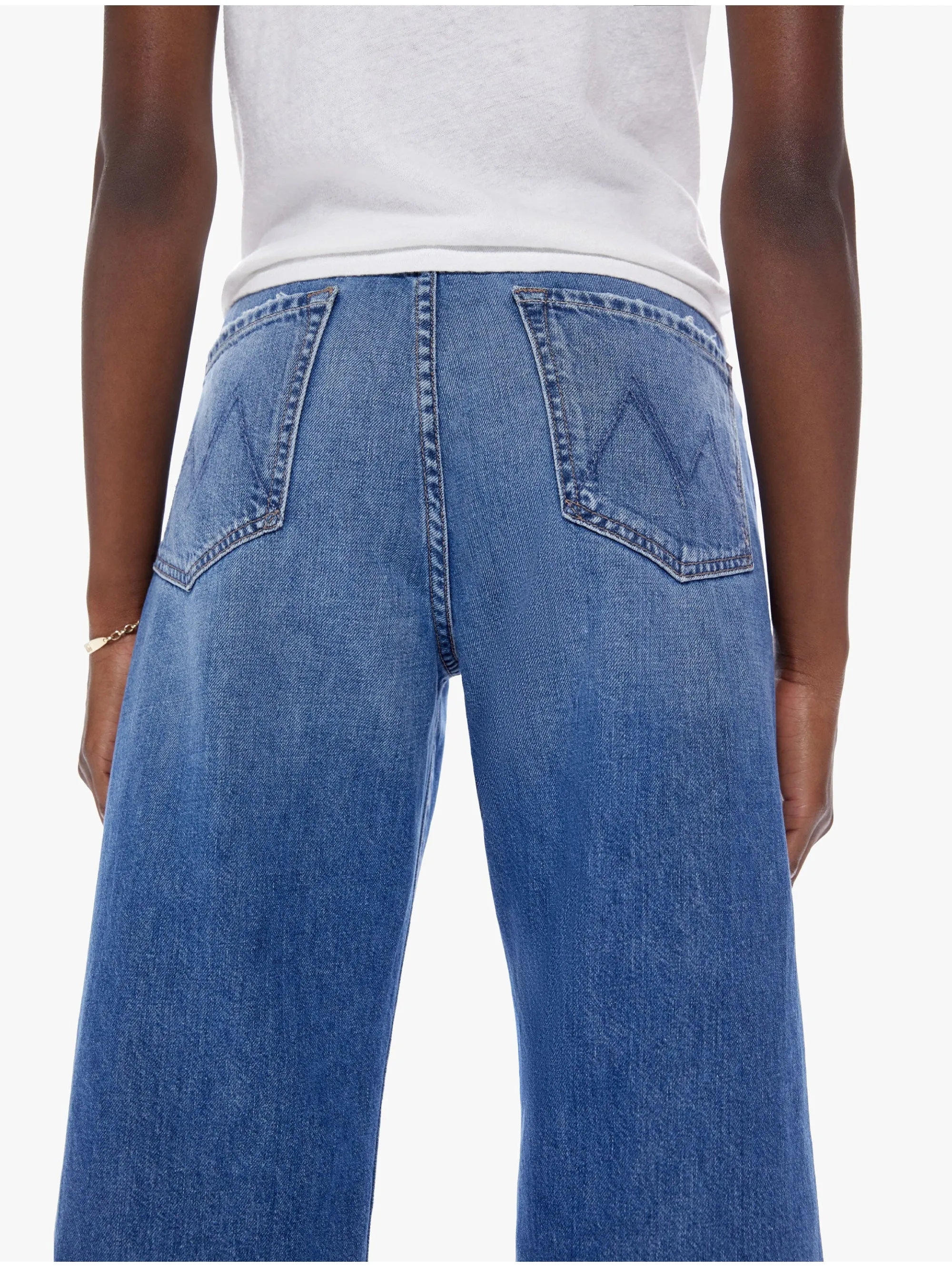Jeans Vita Alta e Gamba Larga Blu Medio