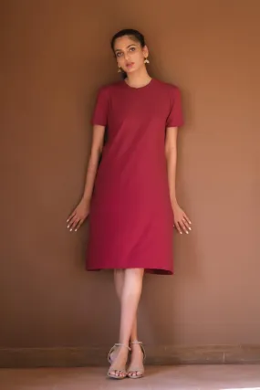Jersey Knit Midi Dress - Maroon