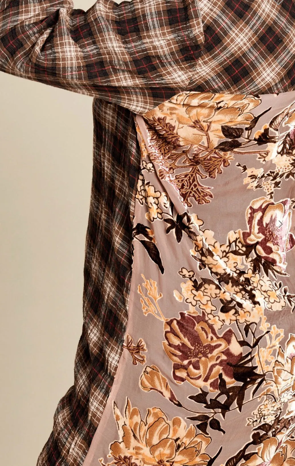 Jo Flannel Kimono with Velvet Floral Burnout Back
