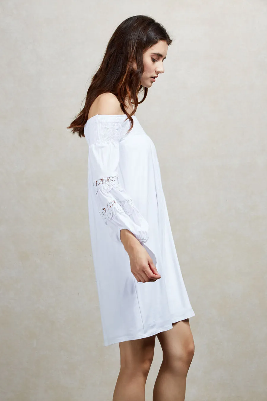 KARISSA OFF THE SHOULDER DRESS (WHITE)-VD1721
