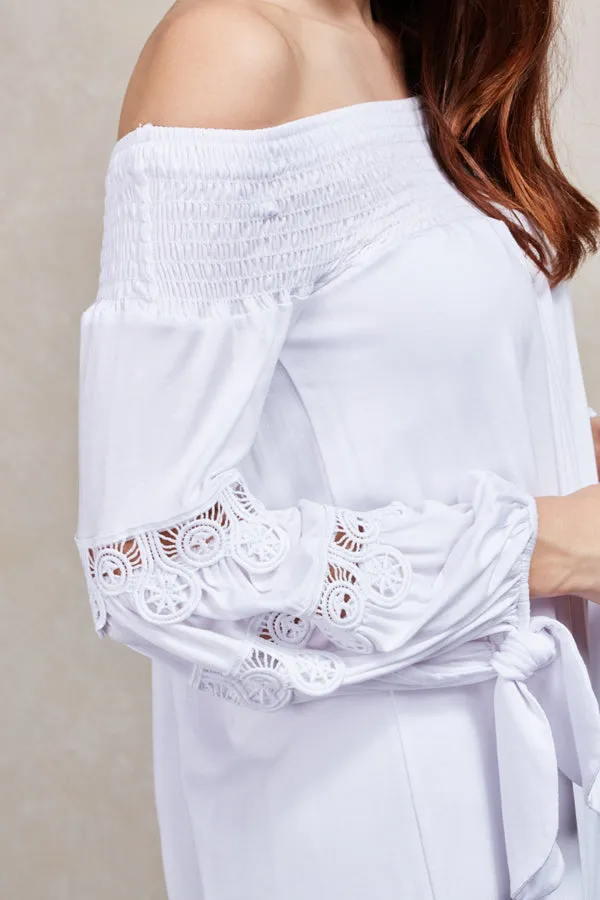 KARISSA OFF THE SHOULDER DRESS (WHITE)-VD1721