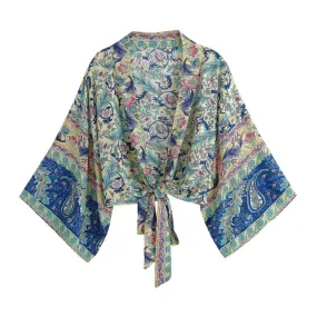Kimono Tie Top Floral Pink-Blue
