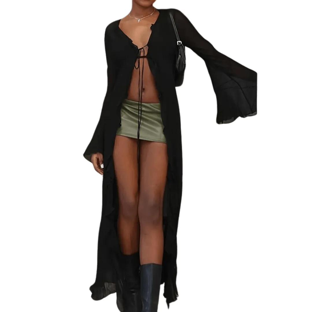 Kimono transparent schwarz