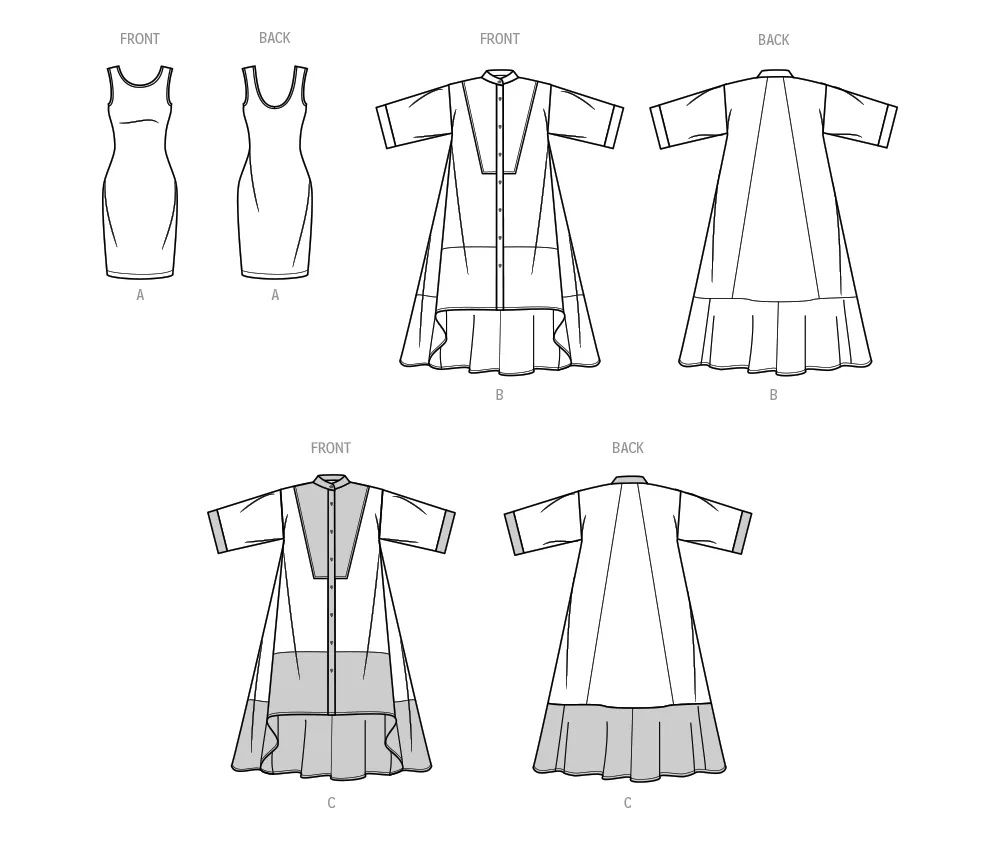 Know Me sewing pattern 2026 Misses' Shirtdress and Knit Tank Dress