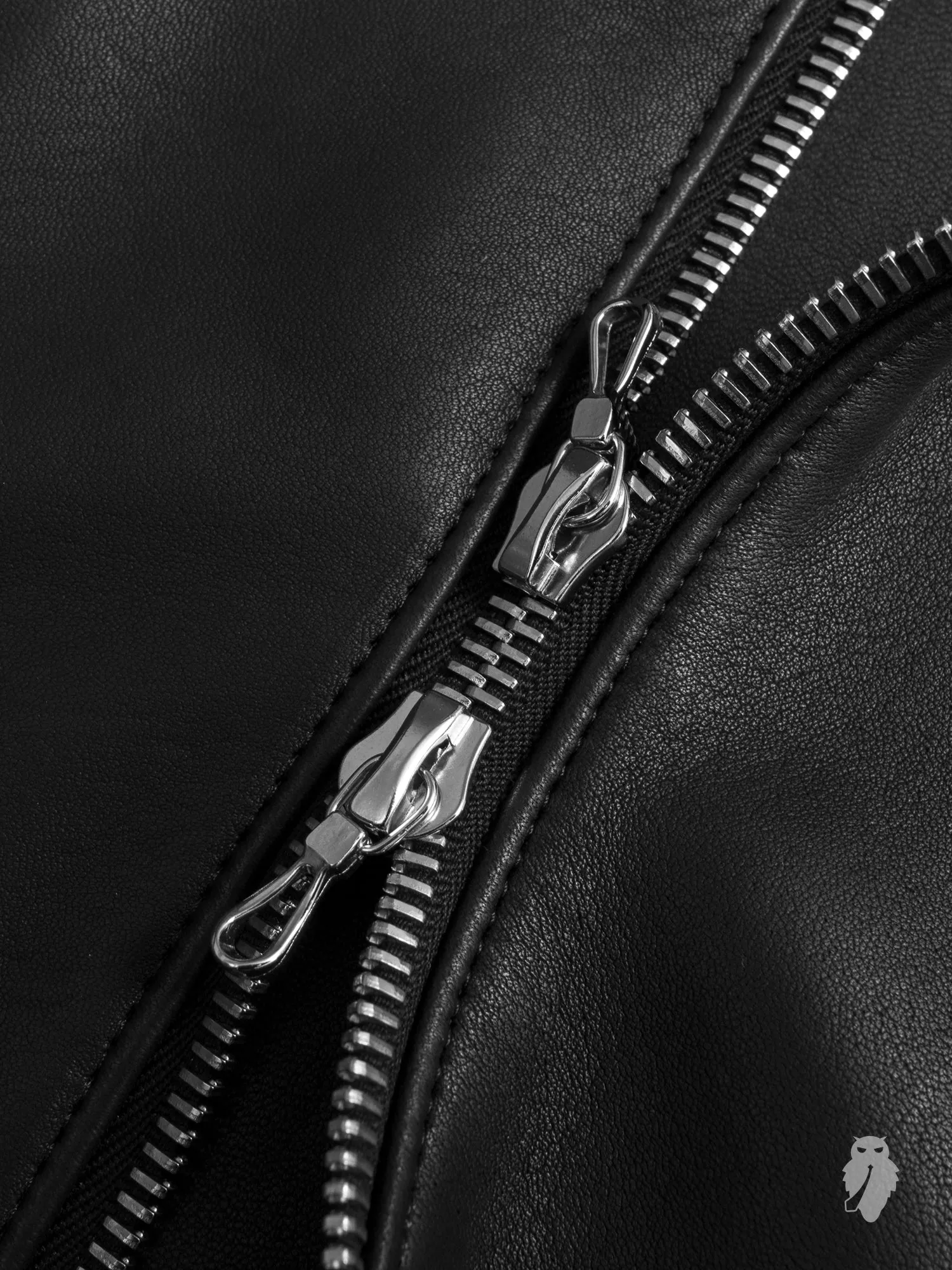 Lamb Leather Double Rider Jacket in Black