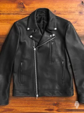 Lamb Leather Double Rider Jacket in Black