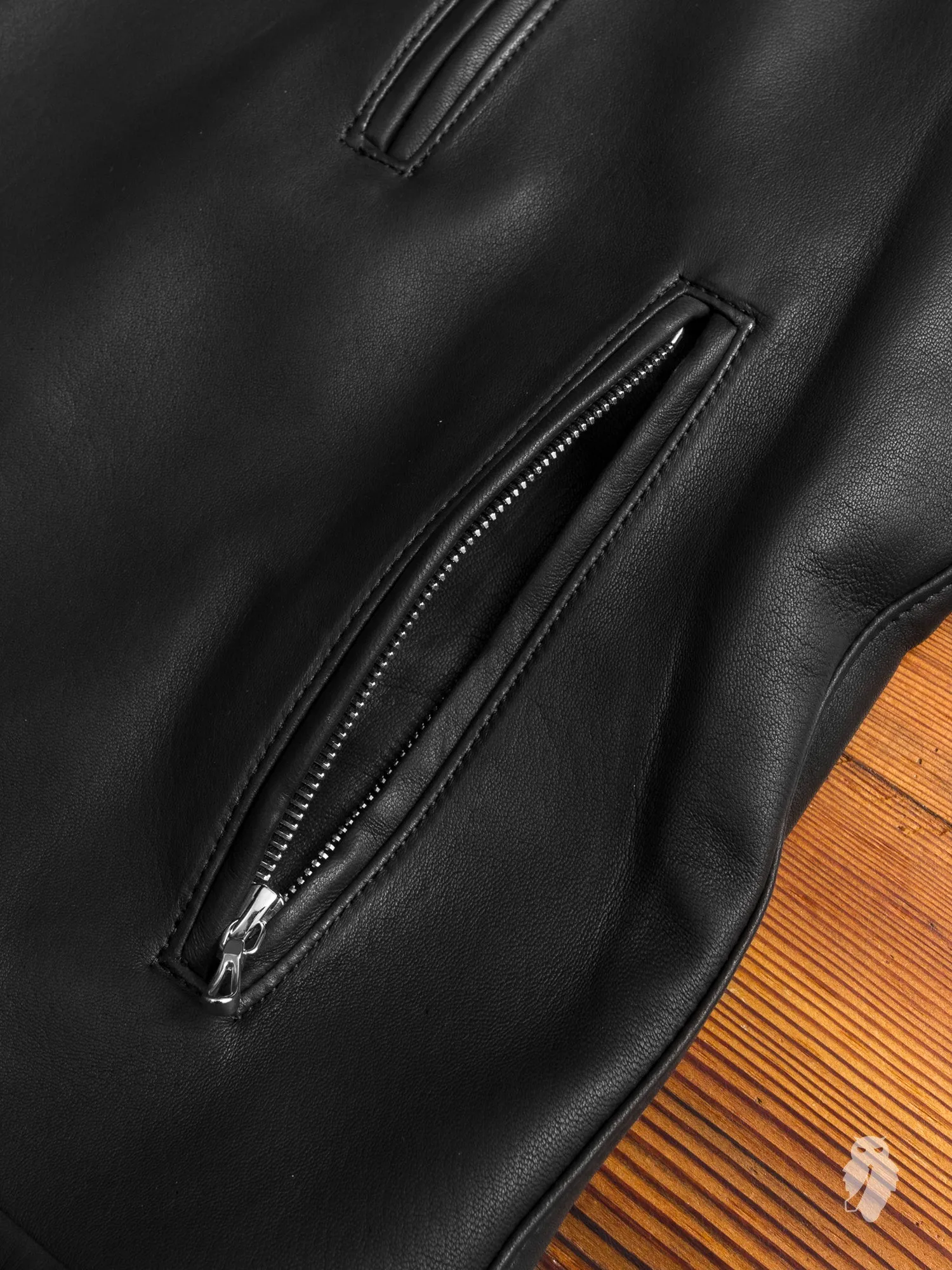Lamb Leather Double Rider Jacket in Black