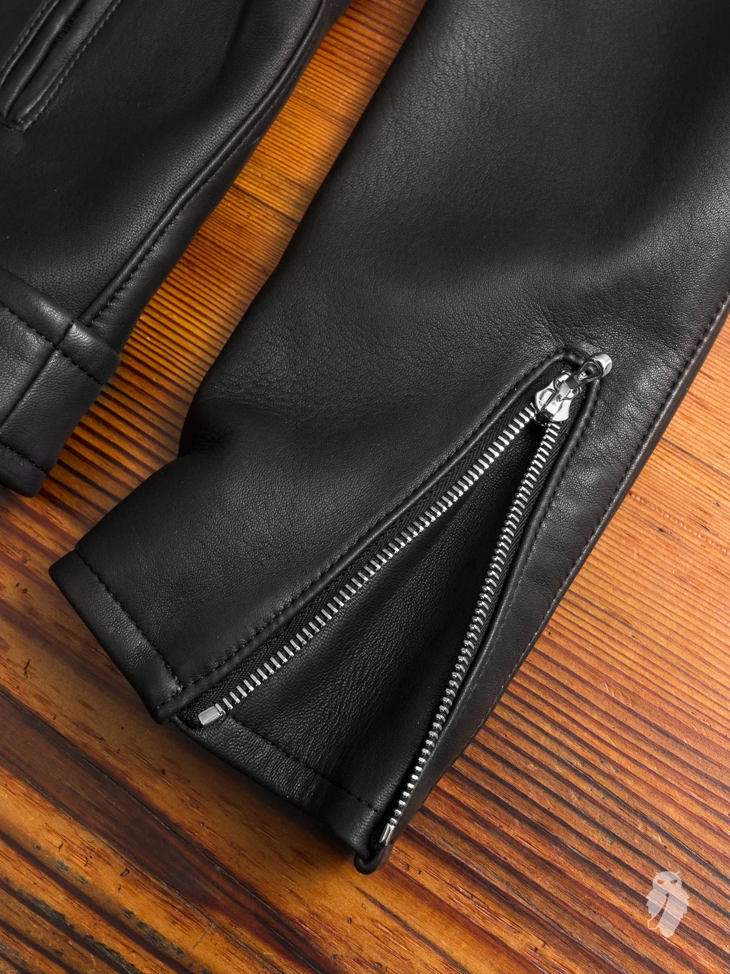 Lamb Leather Double Rider Jacket in Black