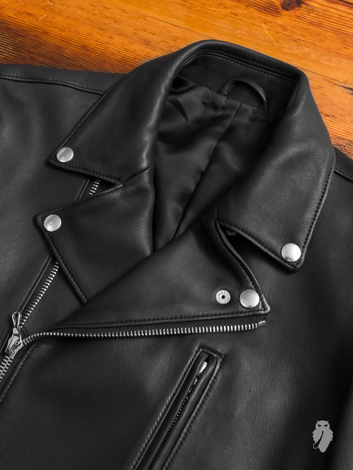 Lamb Leather Double Rider Jacket in Black